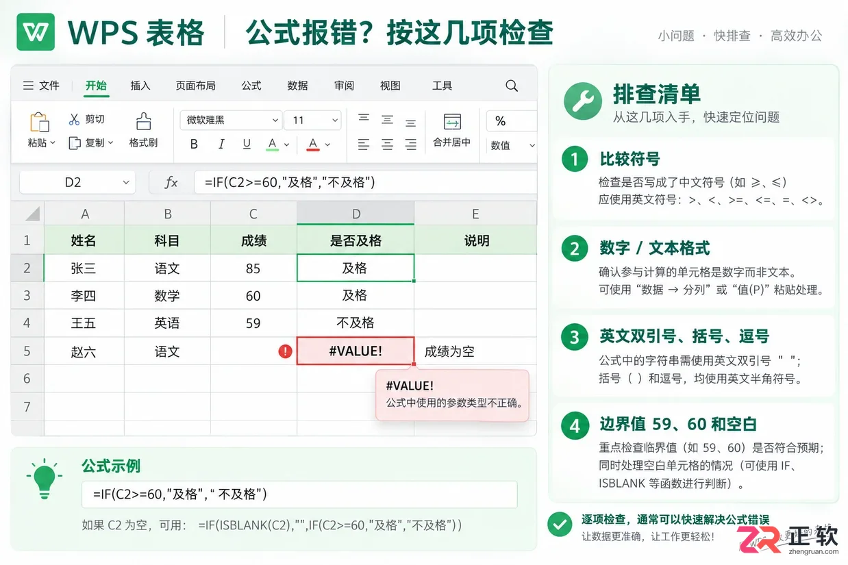 WPS 表格 IF 条件判断公式怎么用