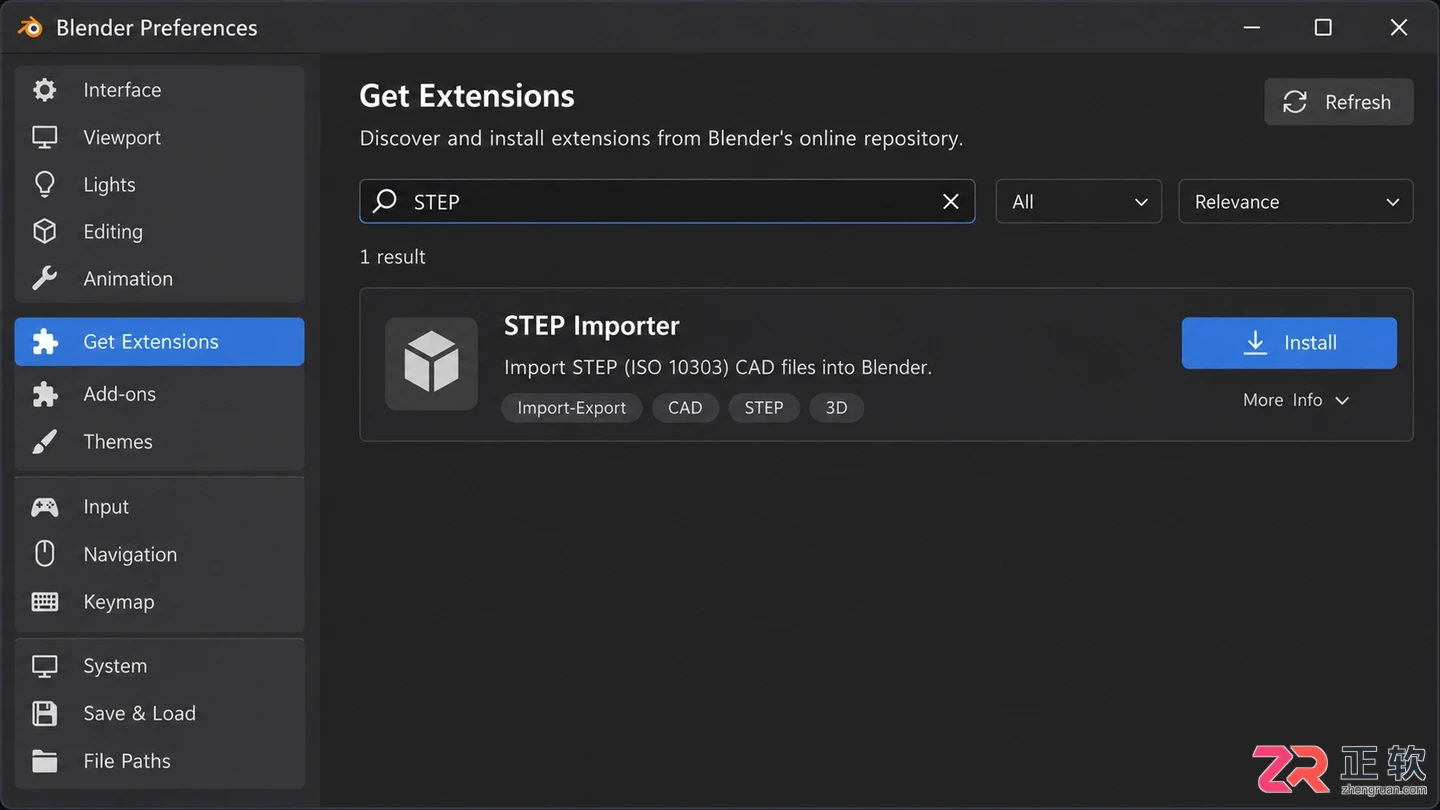 blender导入step文件插件安装与使用教程
