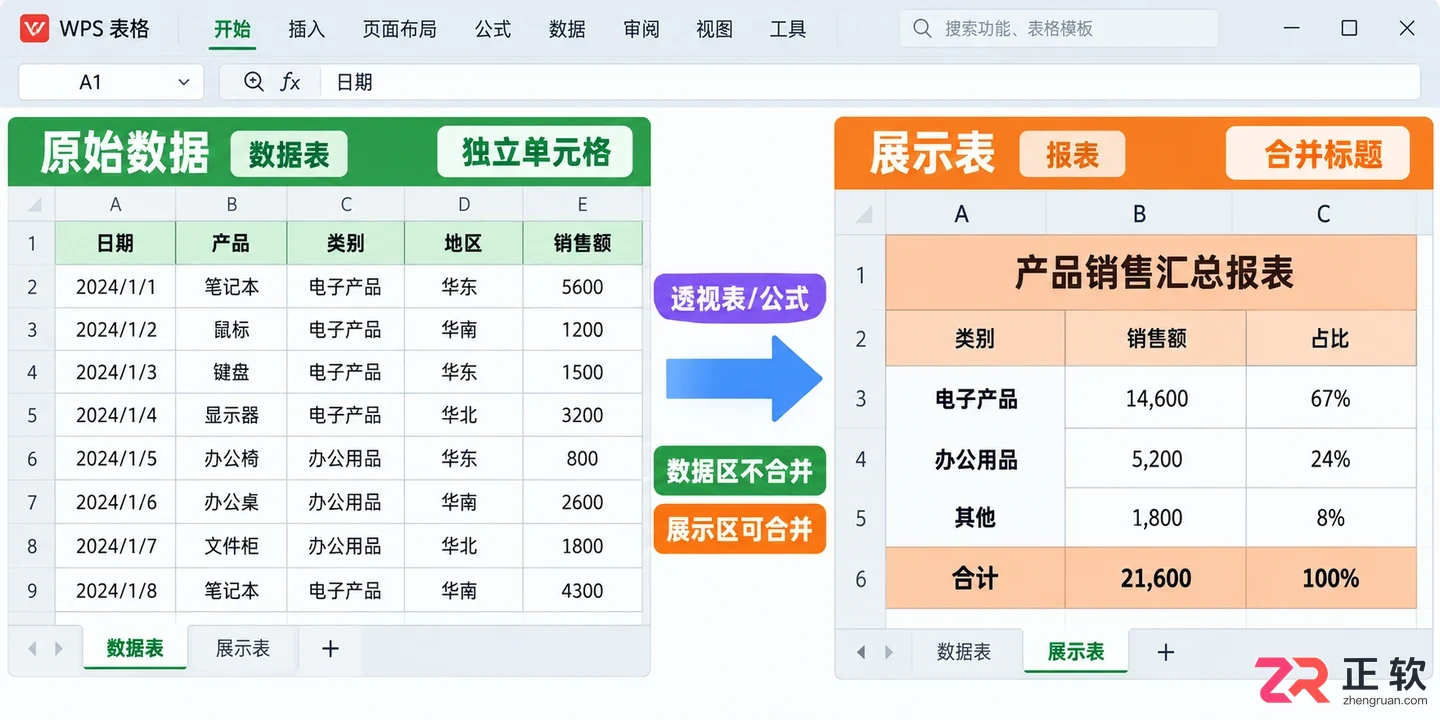 WPS 表格合并单元格有哪些坑