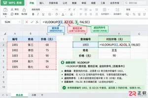 WPS 表格 VLOOKUP 函数怎么写