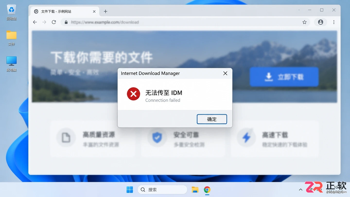 卸载idm后 在网站上下载某些软件会跳出无法传至idm 以至解决方法