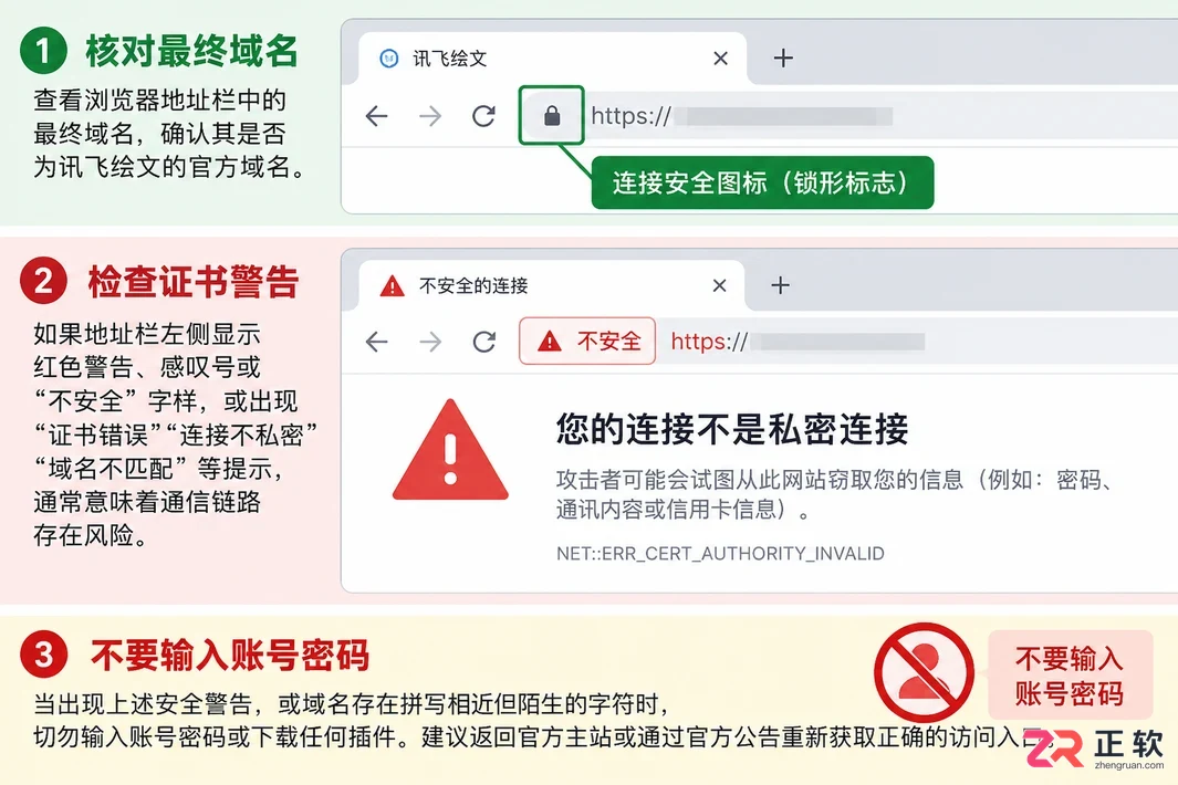 讯飞绘文网页版页面提示安全拦截怎么处理