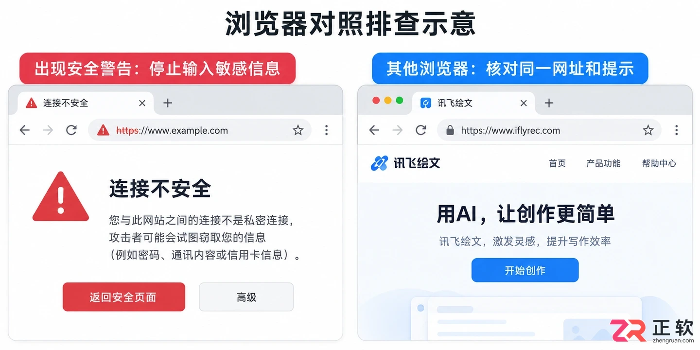 讯飞绘文网页版页面提示安全拦截怎么处理