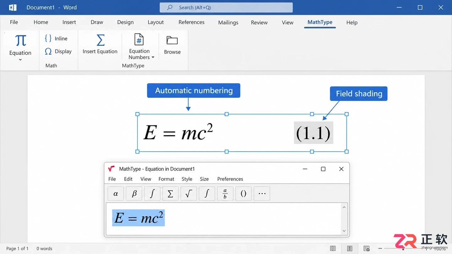 mathtype右编号怎么改数字的详细操作教程