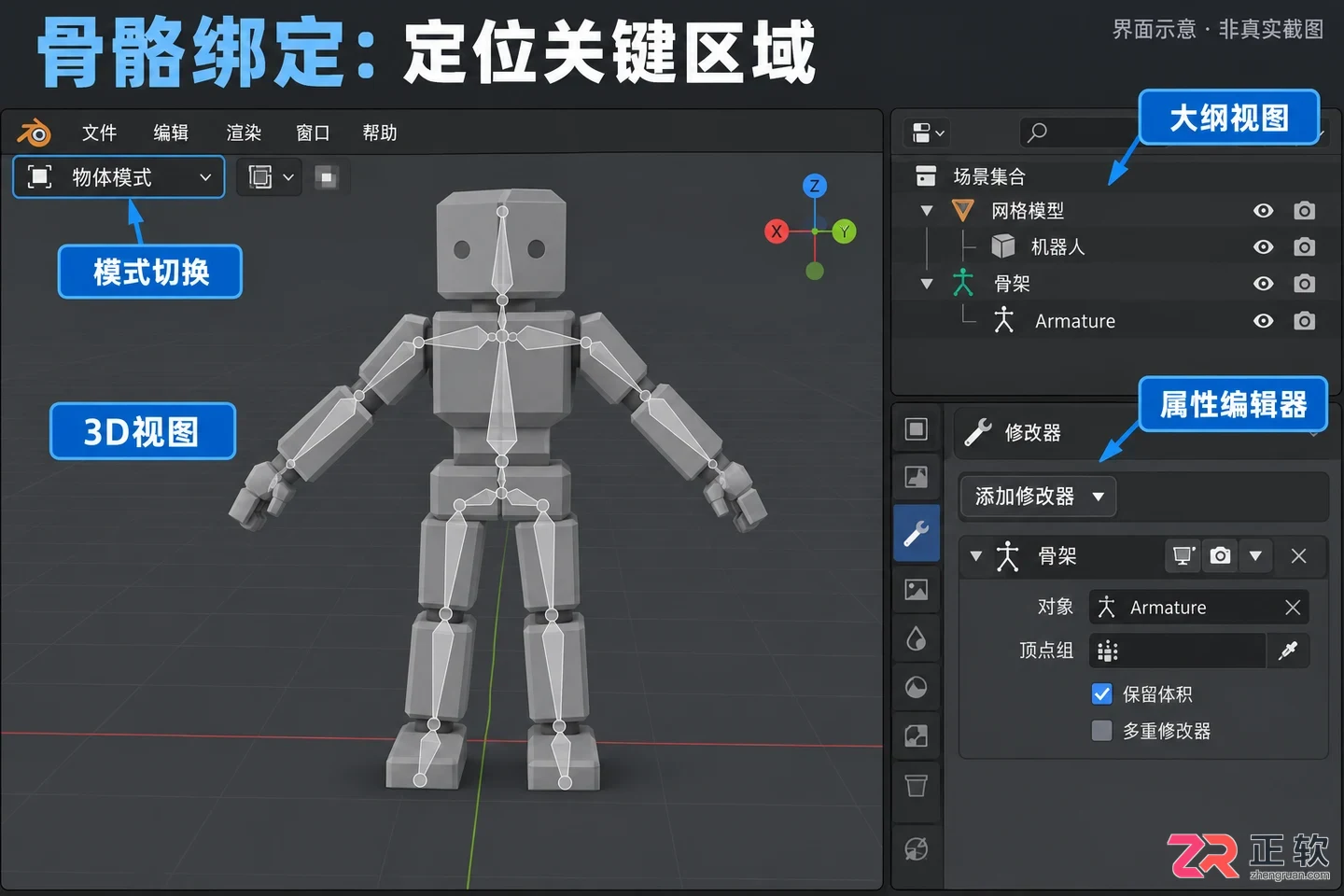 blender骨骼绑定模型怎么设置教程步骤详解