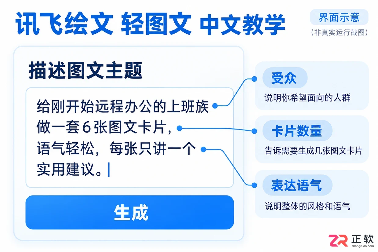 如何用讯飞绘文轻图文功能一句话生成社媒图文卡片