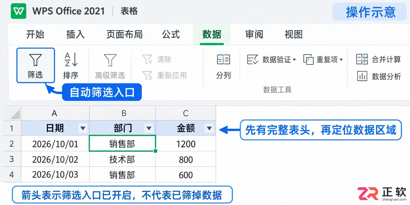 WPSOffice2021空白表格开启筛选没有生效是什么原因