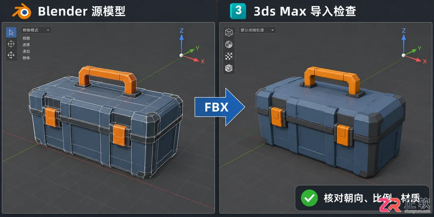 blender导出到3dmax模型格式选择与导入教程