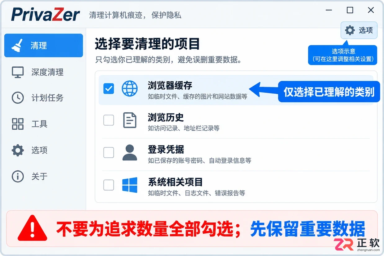 为什么用privazer清理过后虽然只清理了