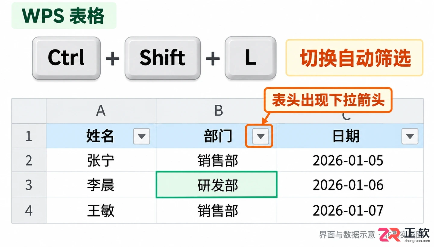 如何使用WPSOffice2021快捷键开启筛选