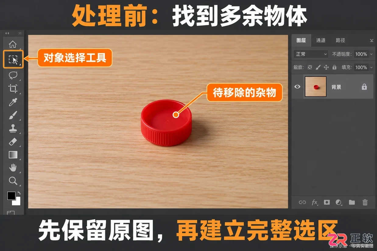 怎么用Photoshop删除并填充选区去除多余物体