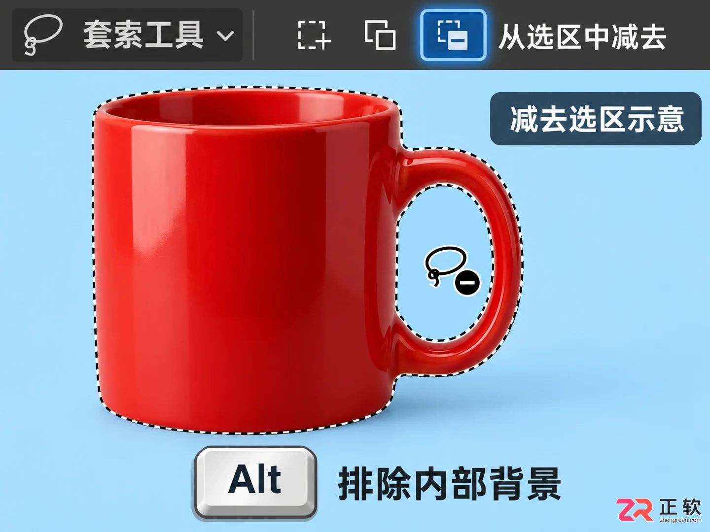 Photoshop抠图选区怎么添加和减去区域