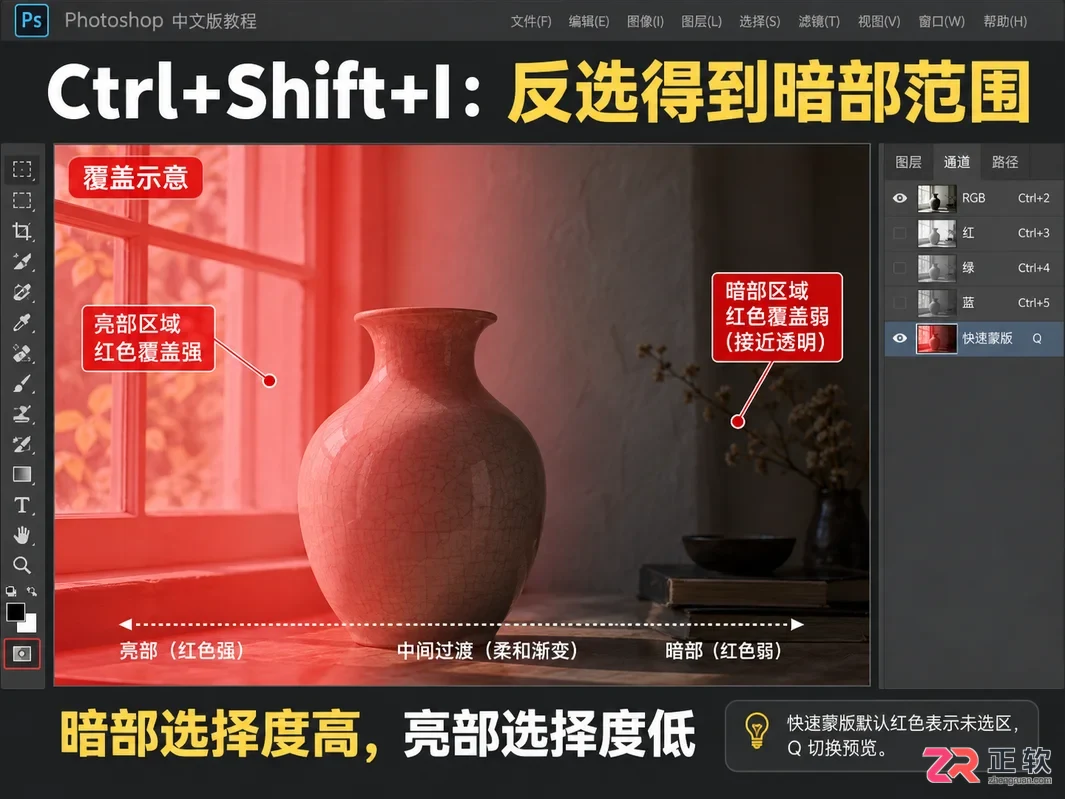 PS怎么用快捷键提取暗部