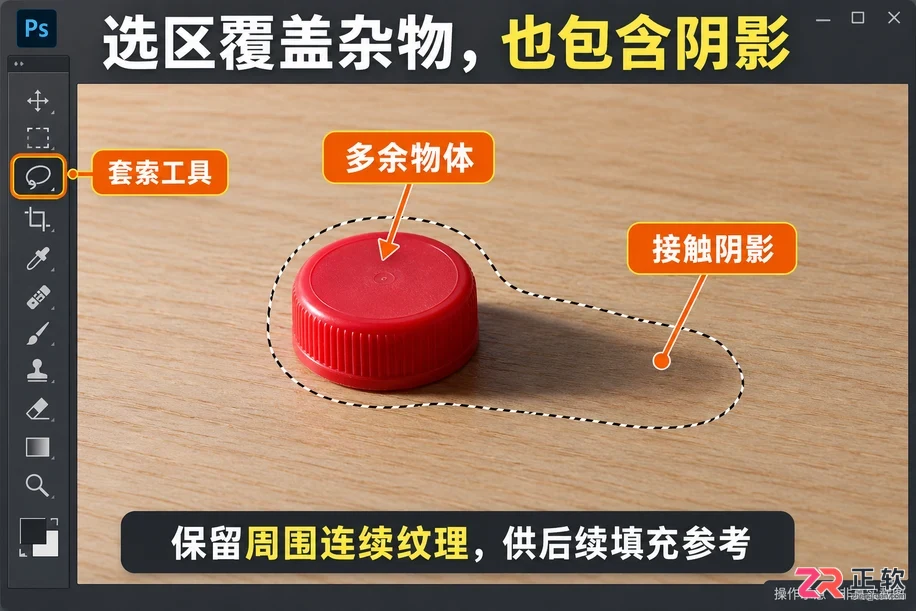 怎么用Photoshop删除并填充选区去除多余物体