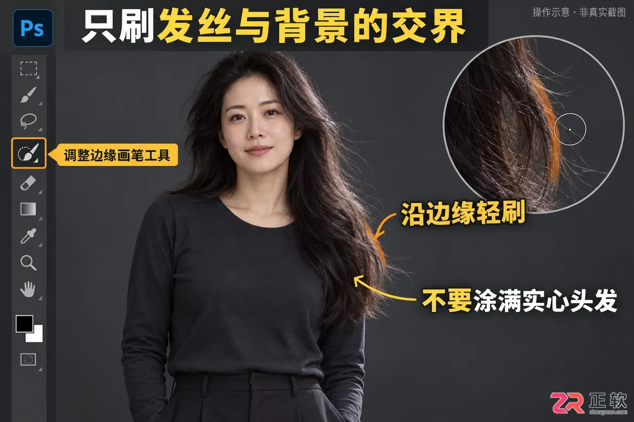 Photoshop抠发丝怎么用调整边缘画笔处理