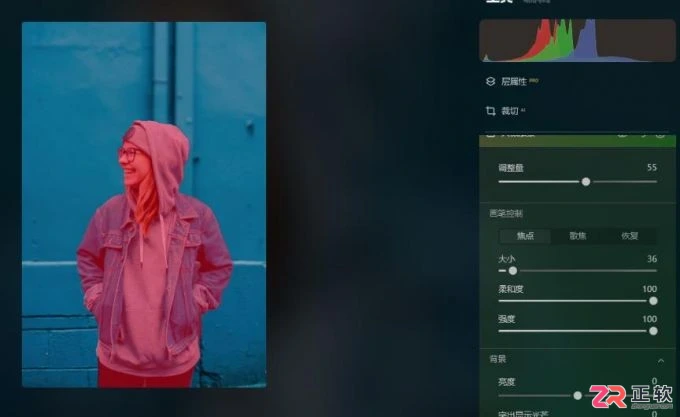 Luminar Neo背景虚化与手动去瑕疵操作指南