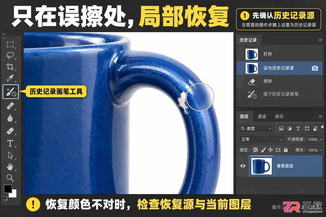 如何用Photoshop历史记录画笔回退抠图错误