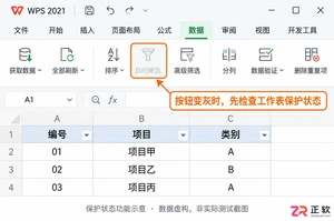 WPSOffice2021表格保护状态下无法开启筛选怎么解除