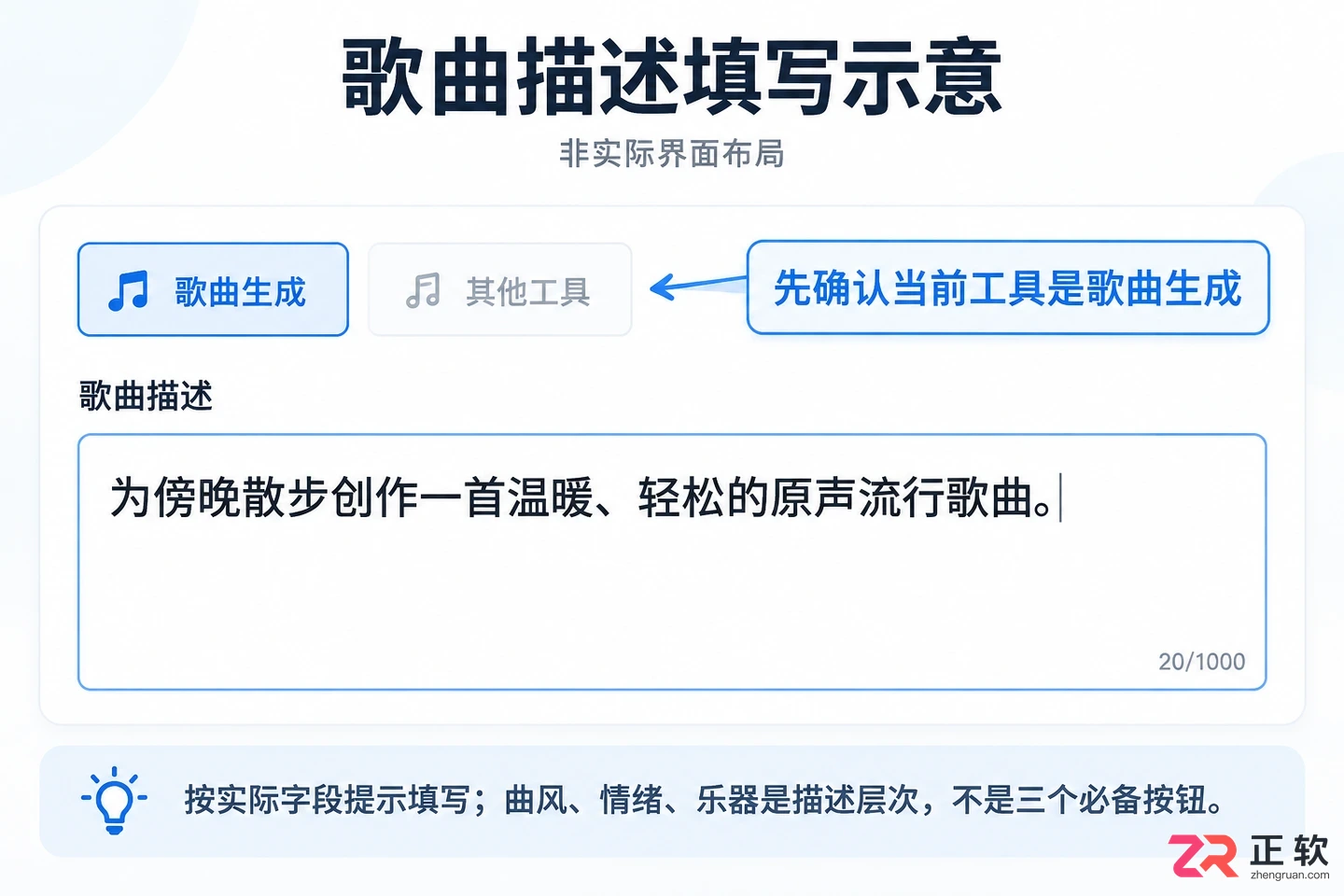 音述AI提示词怎么区分曲风、情绪、乐器描述