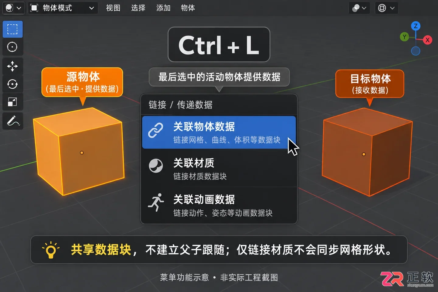 blender怎么关联物体快捷键及操作方法教程