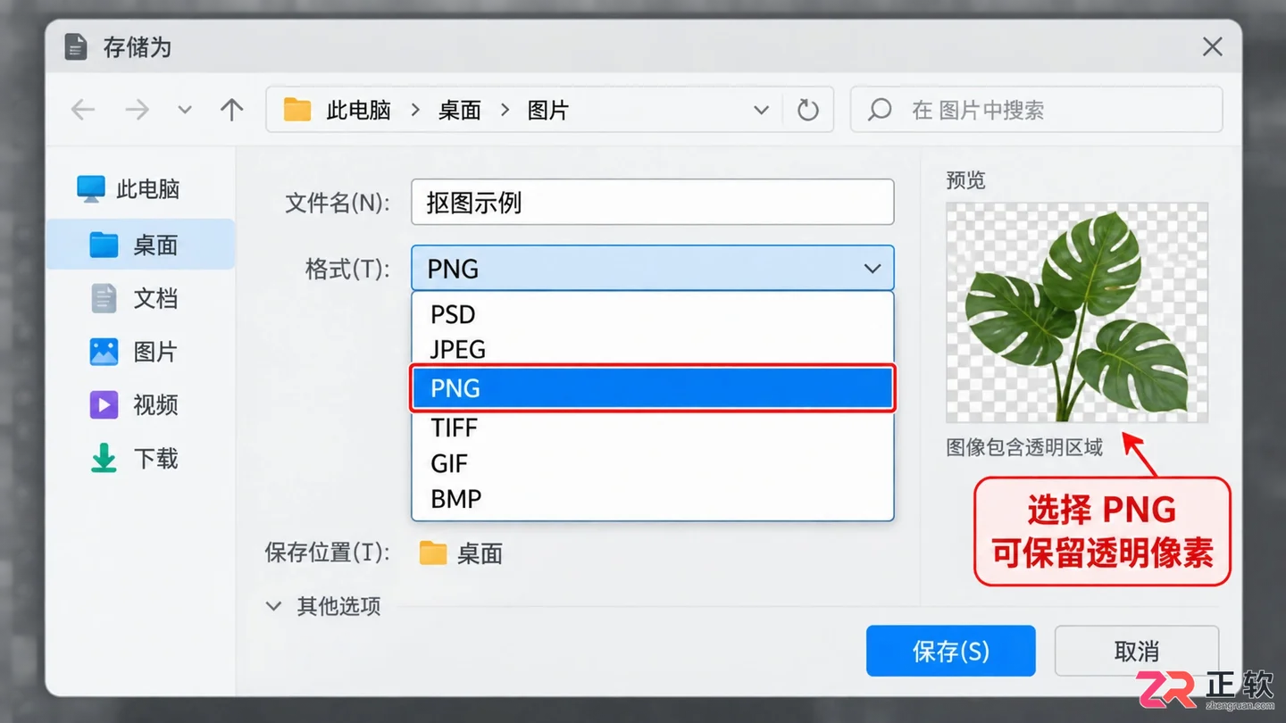 Photoshop抠图后的格式叫什么？透明背景图片怎么保存为PNG
