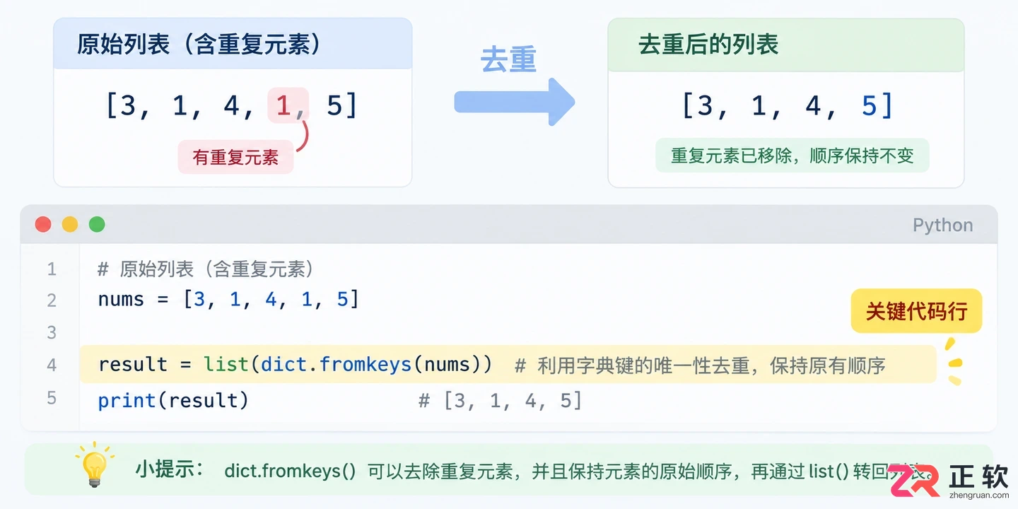 python删除一个列表里的重复元素的方法与代码示例