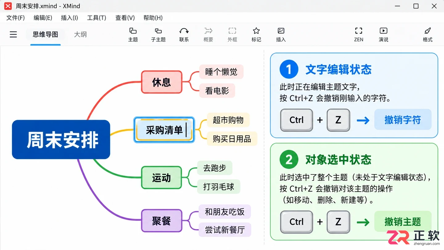 Xmind怎么撤回上一步 快捷操作技巧