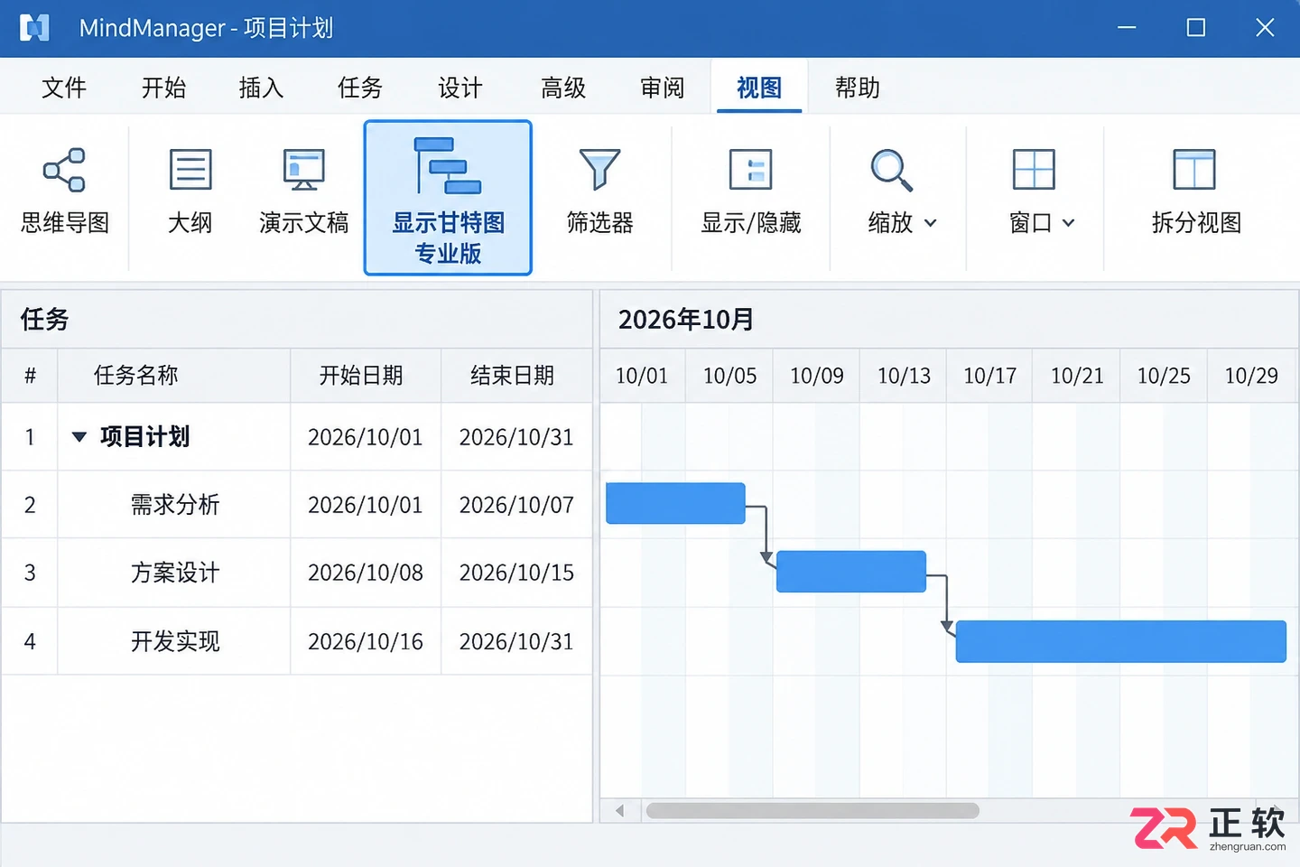 mindmanager甘特图怎么做详细步骤教程