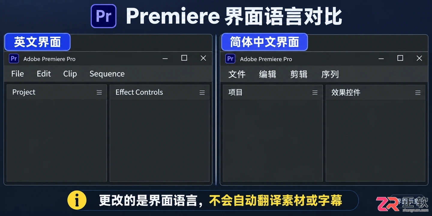 Premiere中文怎么设置
