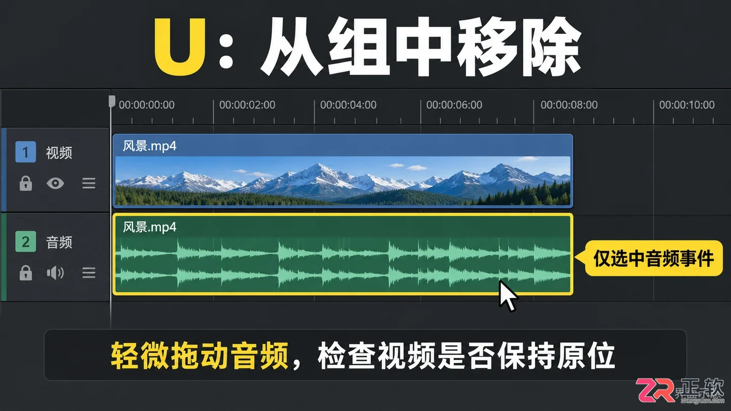 vegas怎么分开音视频 解除音画分组
