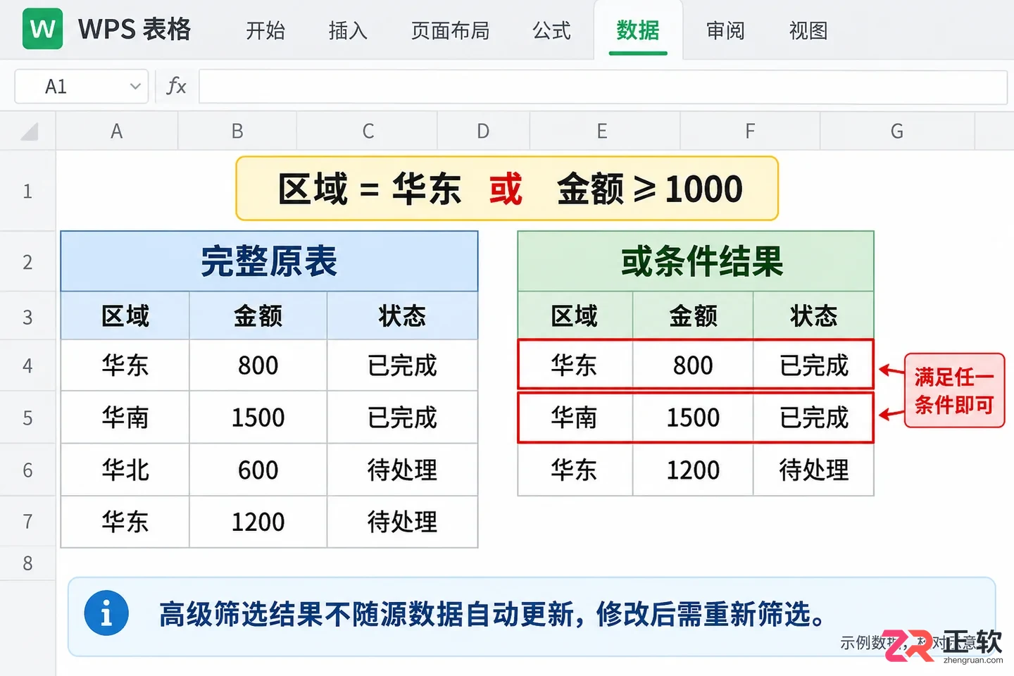 WPSOffice2023表格多条件筛选开启配置实操
