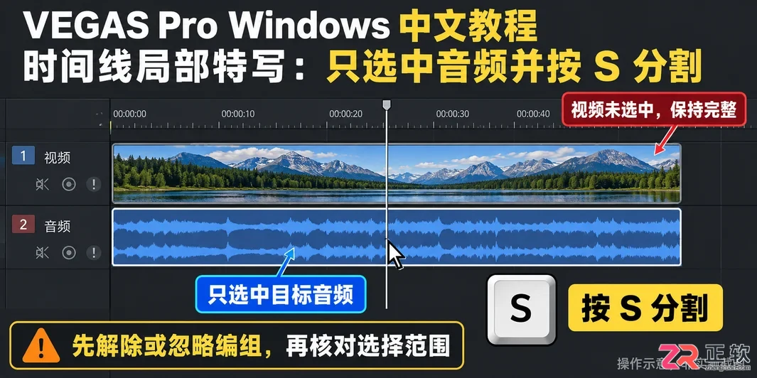 vegas怎么单独操作音频 音轨编辑技巧