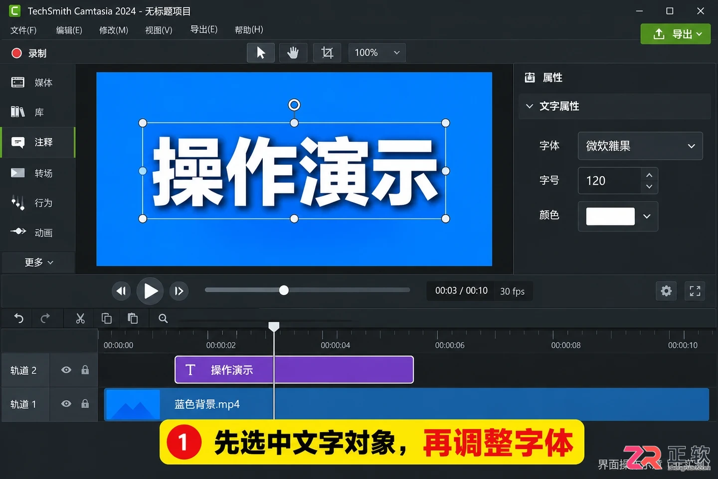 camtasia如何设置中文简体字体操作教程
