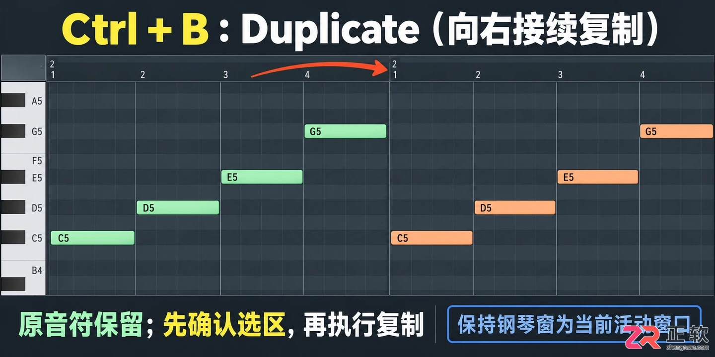 fl studio怎么复制一段音符 钢琴窗操作