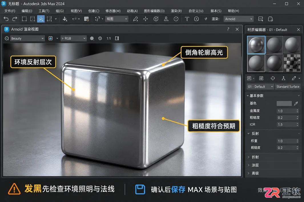 3dmax不锈钢材质参数解析怎么操作
