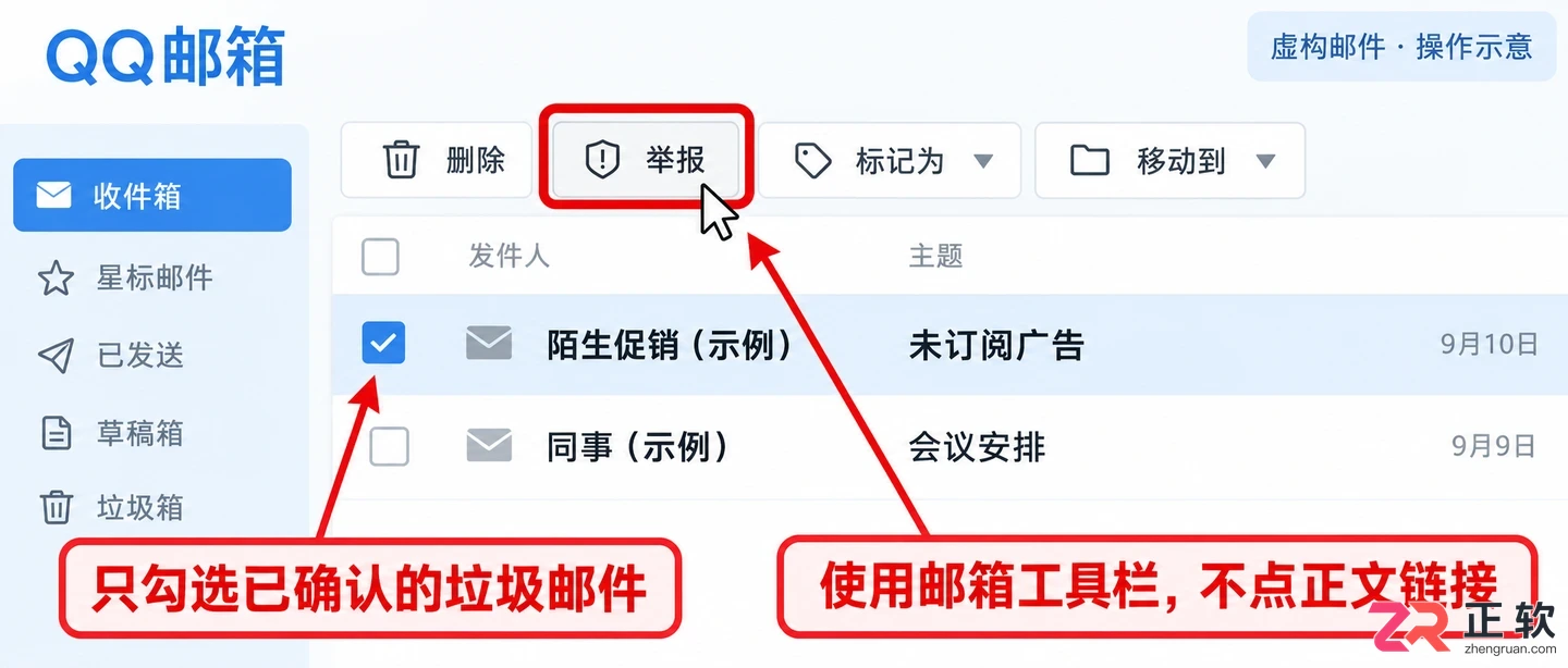 如何举报QQ邮箱收到的垃圾邮件