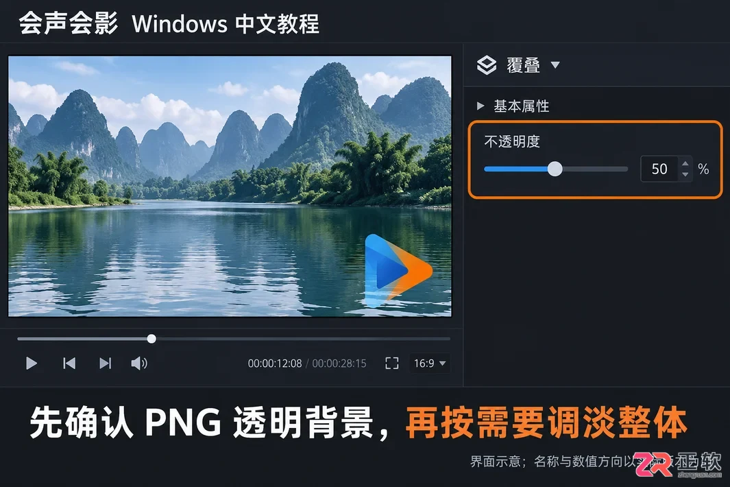 会声会影怎么加透明图片 叠加轨设置技巧