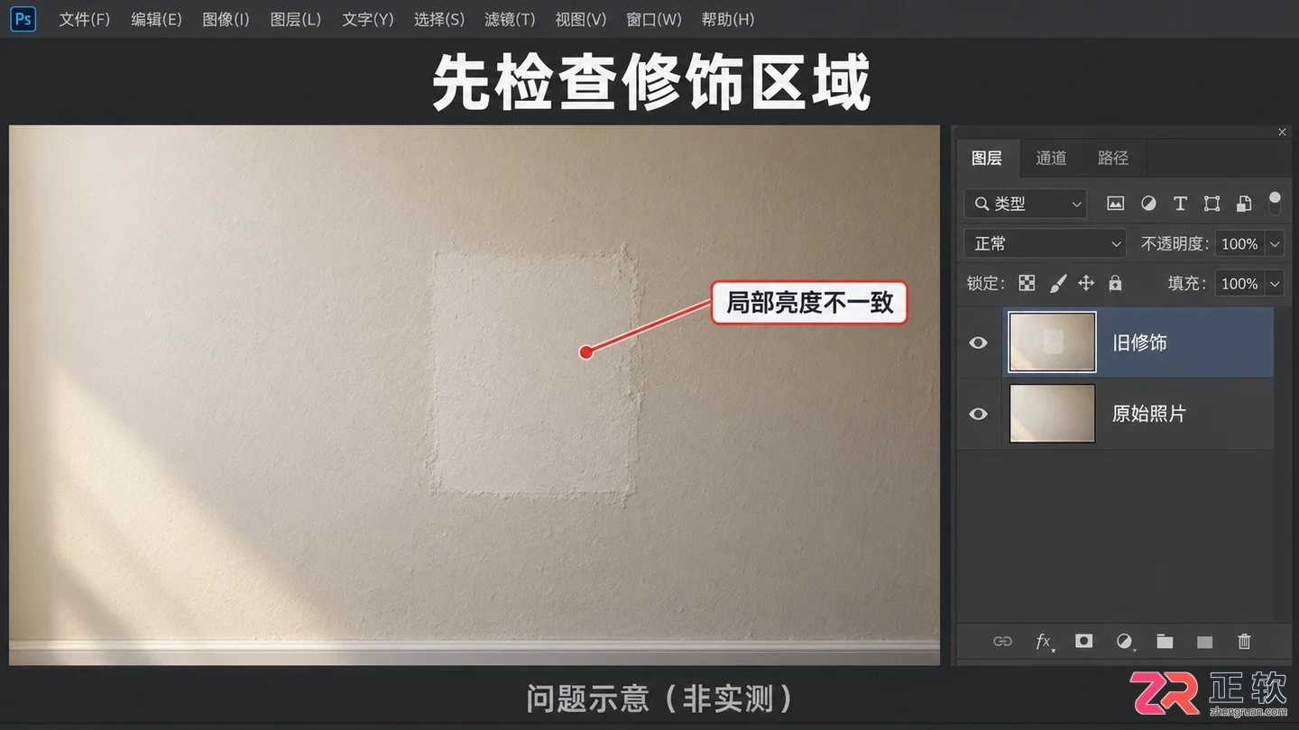 PS去水印后颜色不同怎么办
