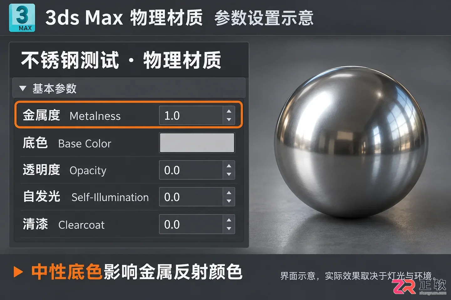 3dmax不锈钢材质怎么调节