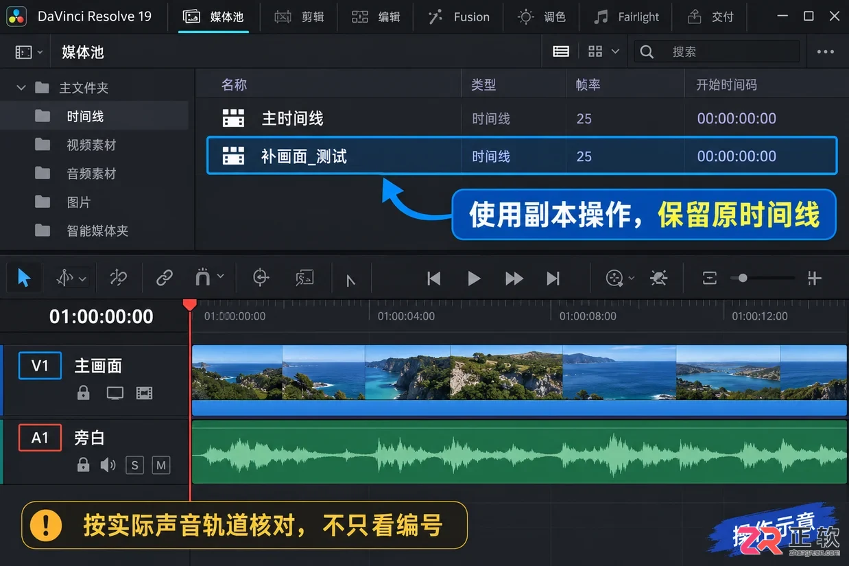达芬奇剪辑怎么能不覆盖音频呢 轨道设置办法