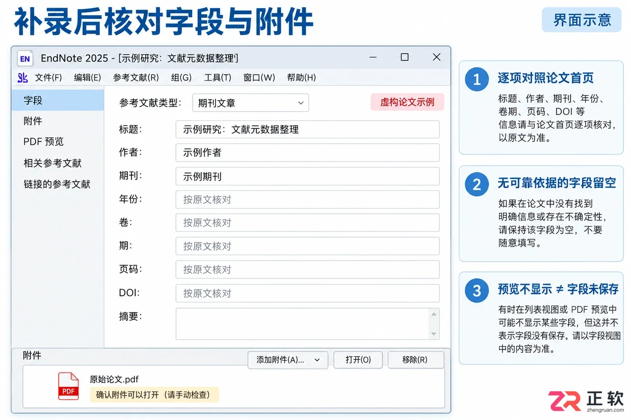 endnote导入pdf信息不完整怎么办