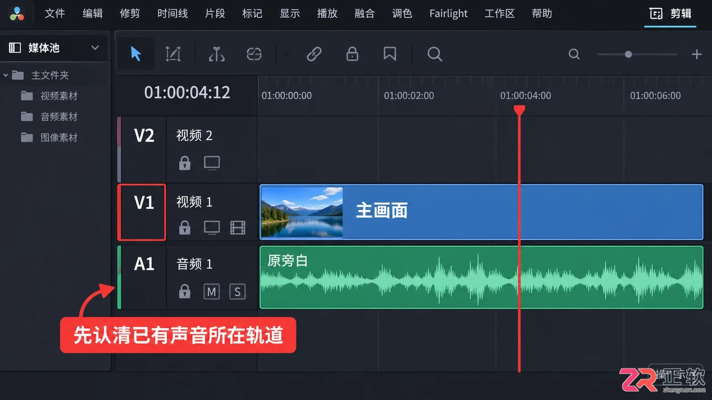 达芬奇剪辑怎么能不覆盖音频呢 轨道设置办法