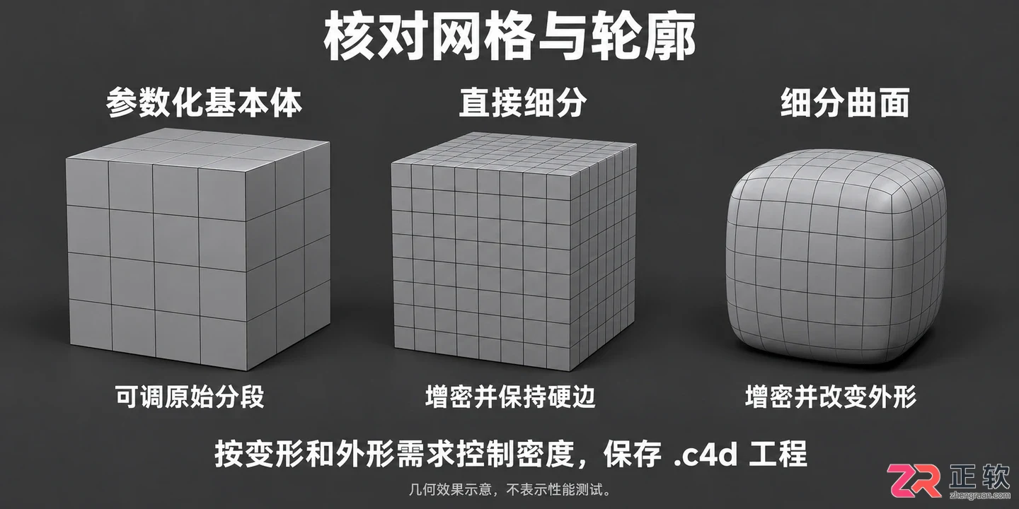 c4d怎么增加分段 模型细分操作步骤