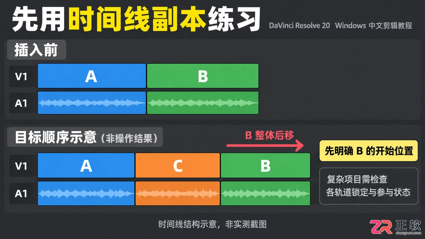达芬奇剪辑怎么插入片段 避免覆盖素材