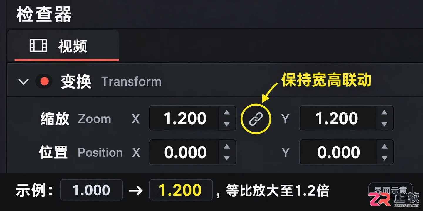 达芬奇剪辑怎么放大画面 缩放参数设置