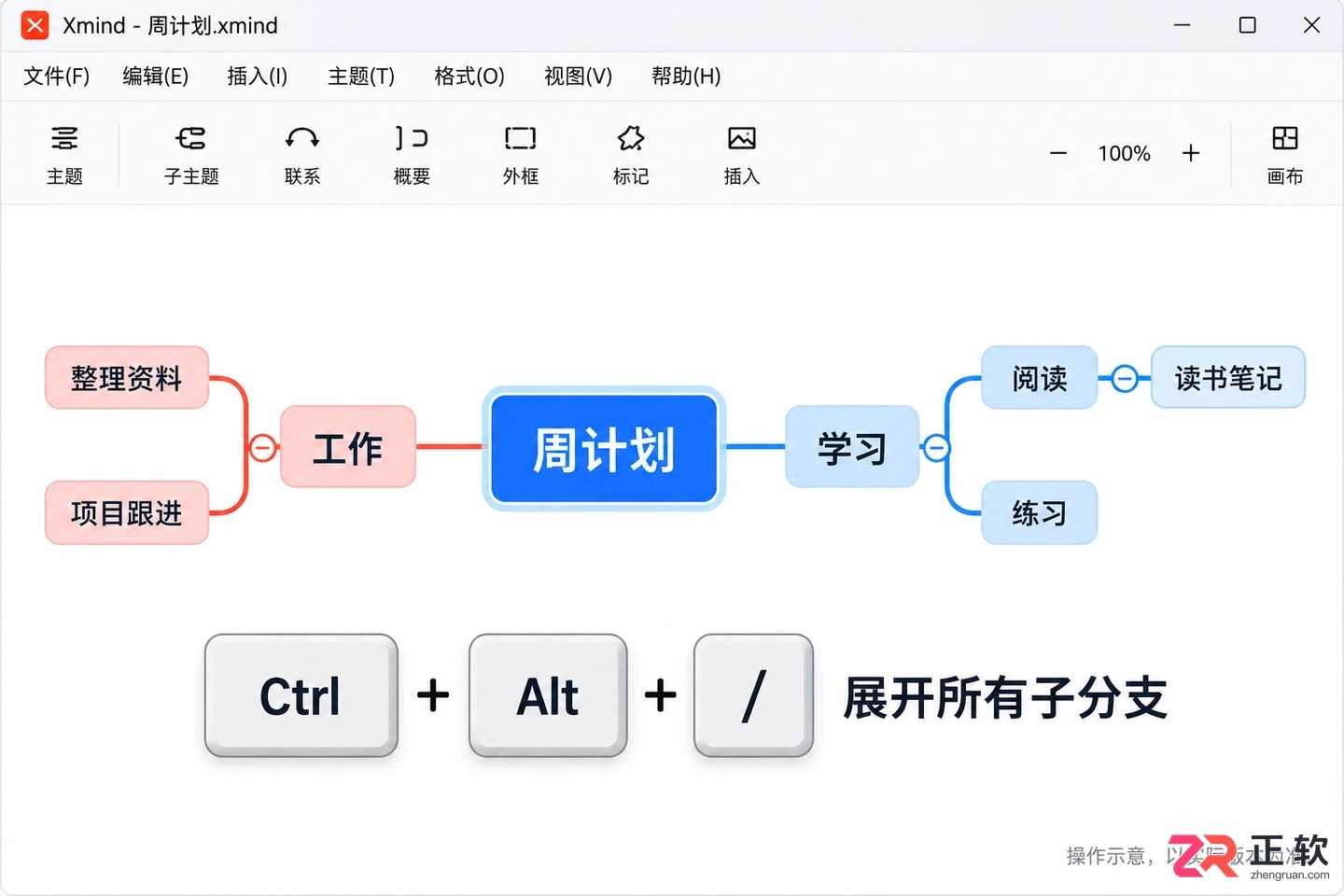 xmind全部展开快捷键是什么及具体操作方法
