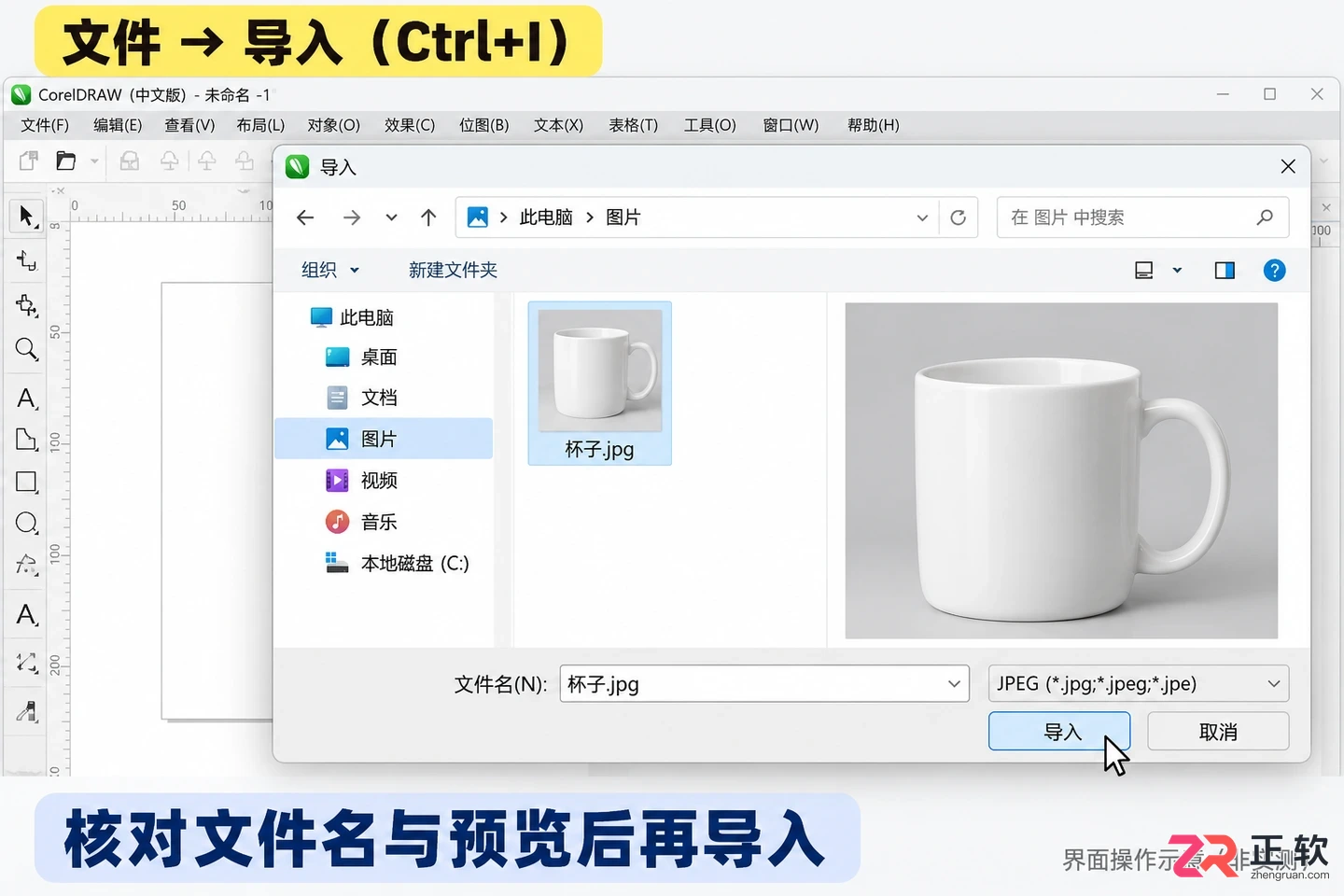 CorelDRAW怎么导入图片:选择文件并置入画布的详细步骤