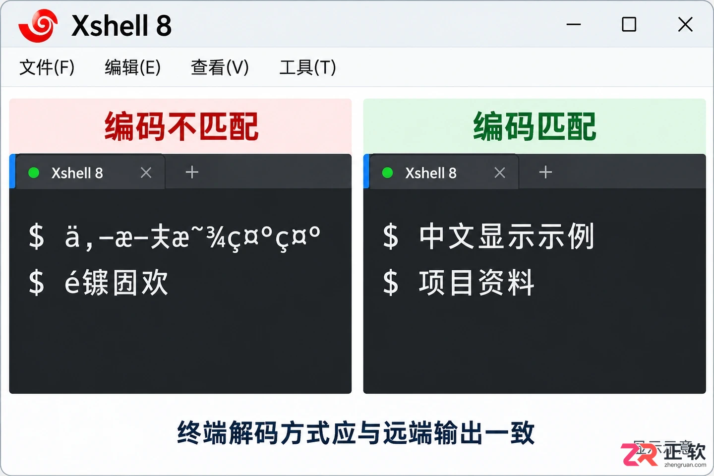 xshell中文乱码 字符编码设置方法