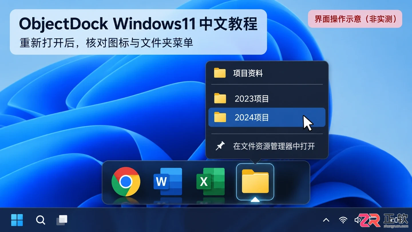 ObjectDock使用教程:Windows桌面停靠栏设置与文件夹菜单技巧