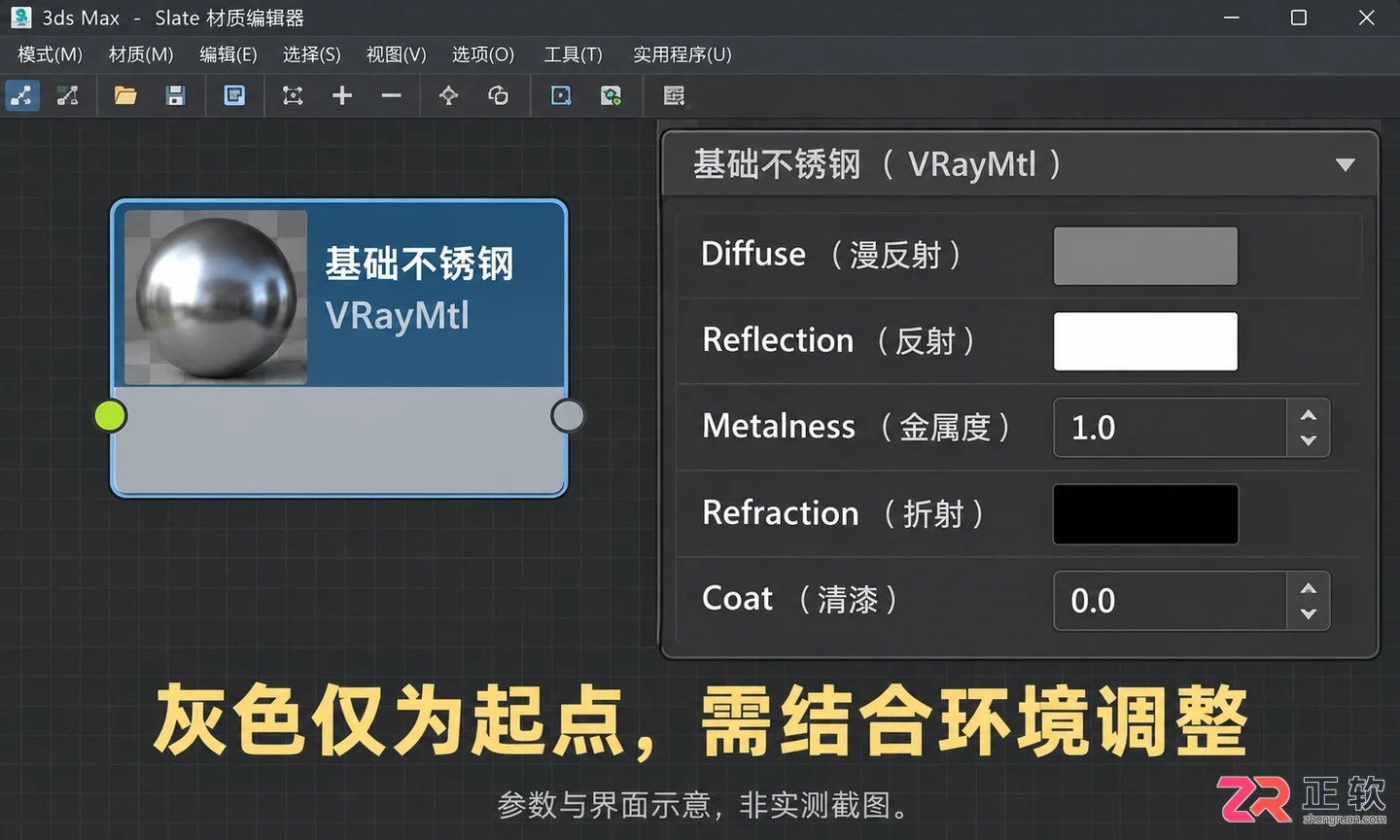 3dmax不锈钢材质参数vray怎么操作
